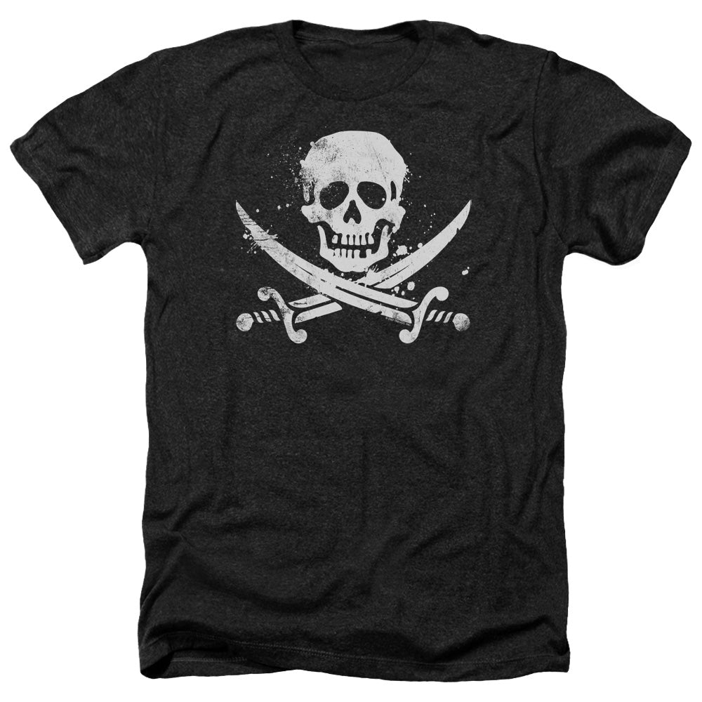 Distressed Jolly Roger - Adult Heather-black