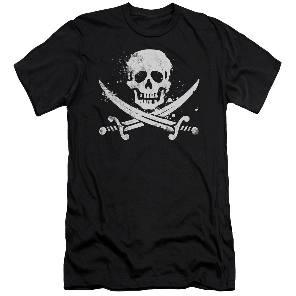Distressed Jolly Roger - Short Sleeve Adult 30 - 1 - Black T-shirt