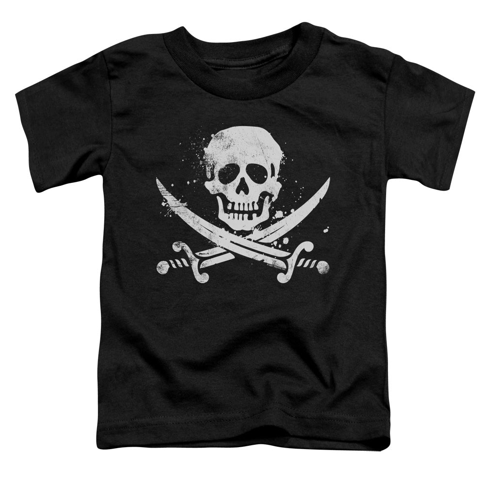 Distressed Jolly Roger - Short Sleeve Toddler Tee - Black T-shirt