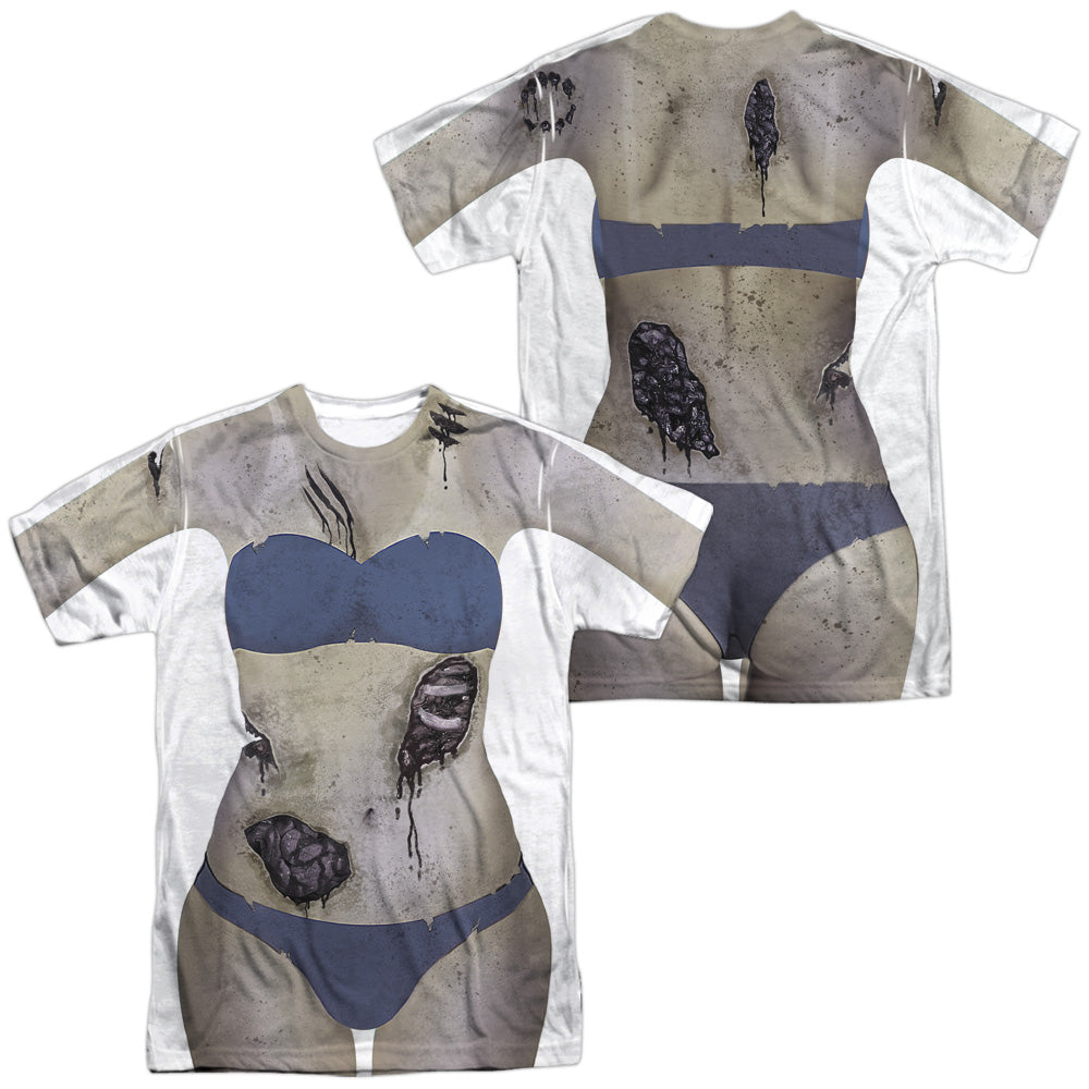 Bikini Zombie (Front - Back Print) - Short Sleeve Adult Poly Crew - White T-shirt