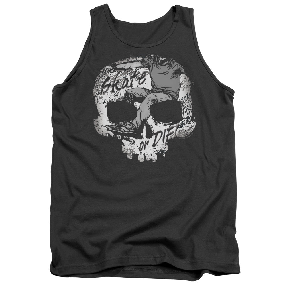 Skate Or Die Skull - Adult Tank - Charcoal