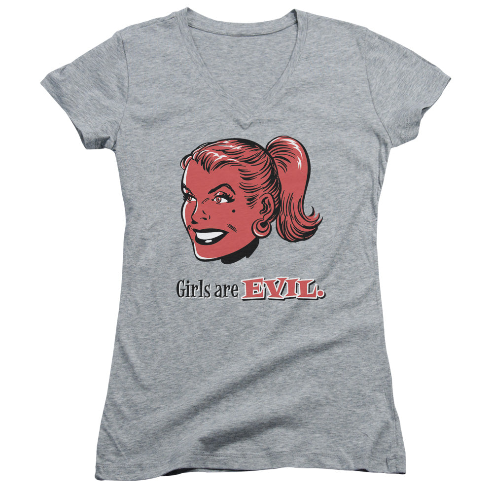 Girls Are Evil - Junior V-neck - Athletic Heather