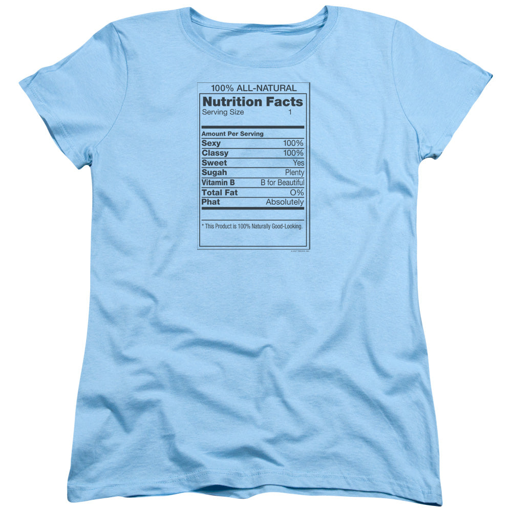 100% All Natural - Short Sleeve Womens Tee - Light Blue T-shirt