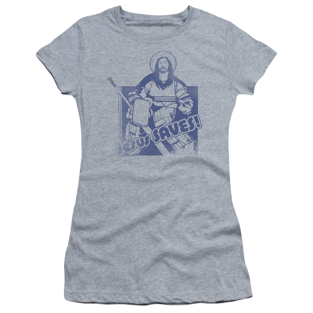 Jesus Saves - Short Sleeve Junior Sheer - Athletic Heather T-shirt