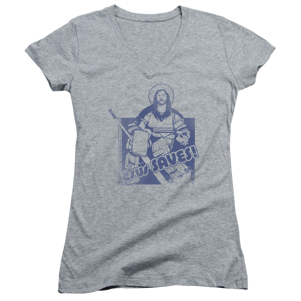 Jesus Saves - Junior V-neck - Athletic Heather