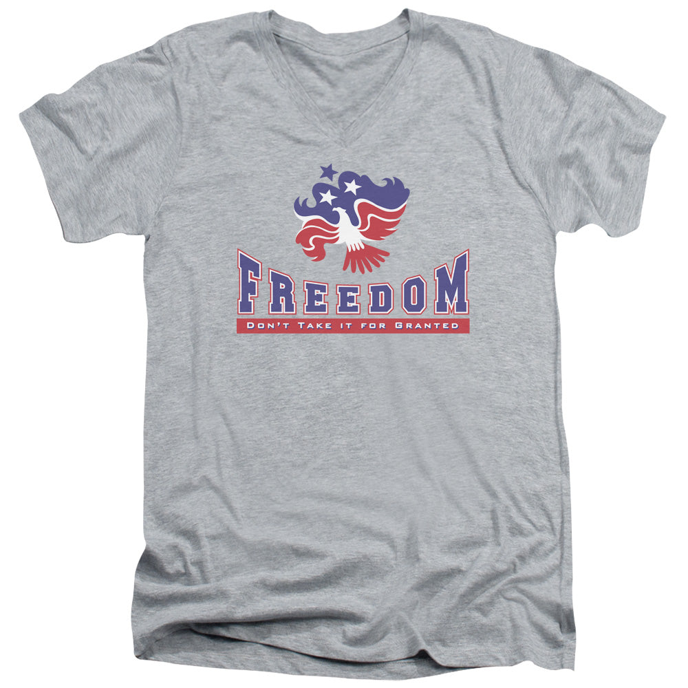 Freedom - Short Sleeve Adult V-neck - Athletic Heather T-shirt