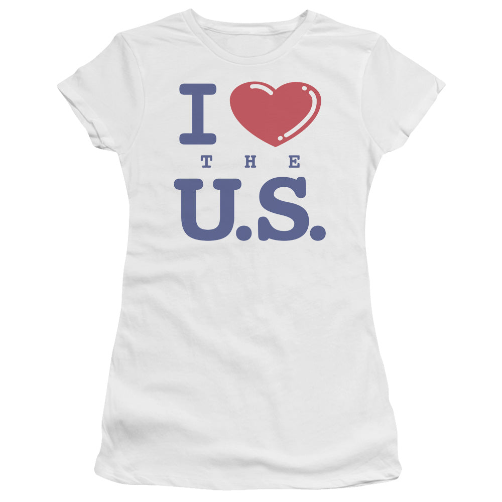 I Love The Us - Short Sleeve Junior Sheer - White T-shirt