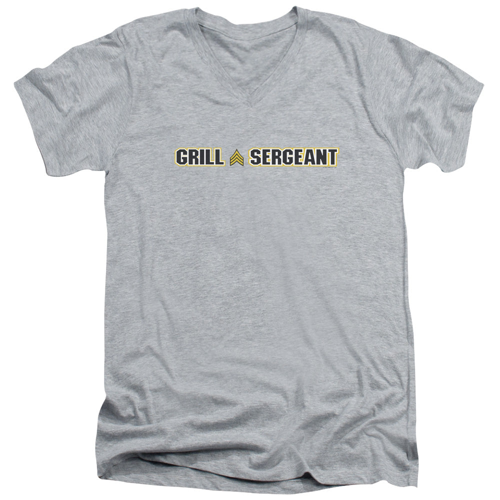 Grill Sergeant - Short Sleeve Adult V-neck - Athletic Heather T-shirt