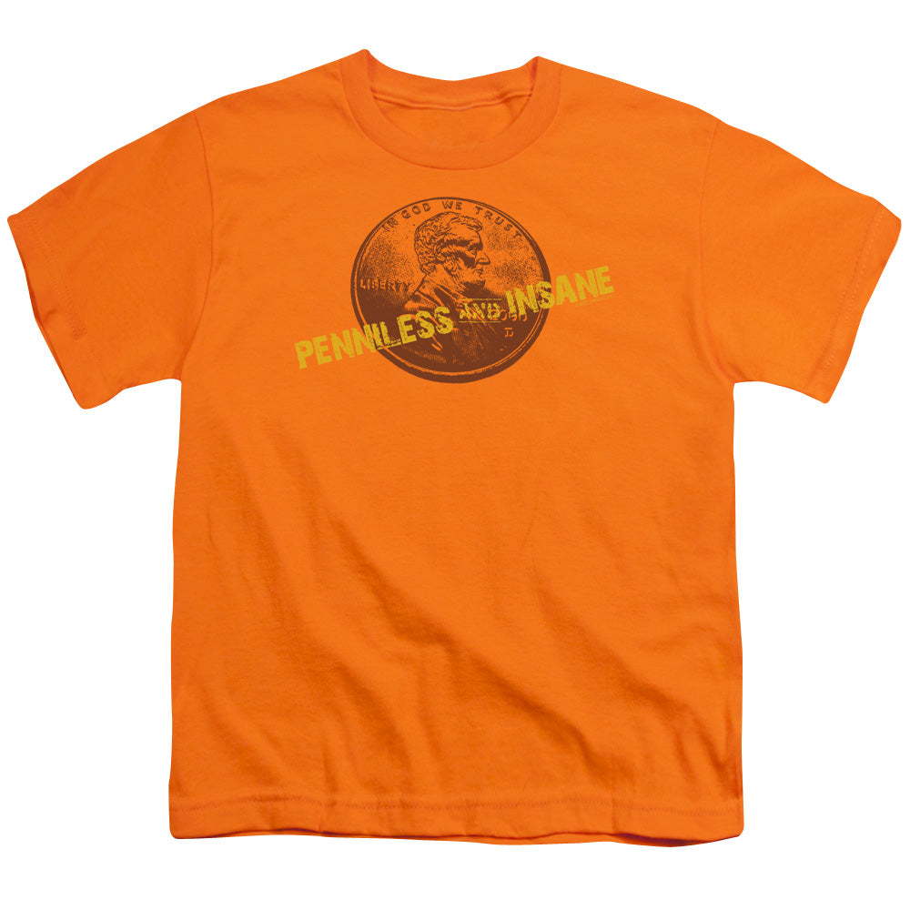Penniless And Insane - Short Sleeve Youth 18 - 1 - Orange T-shirt