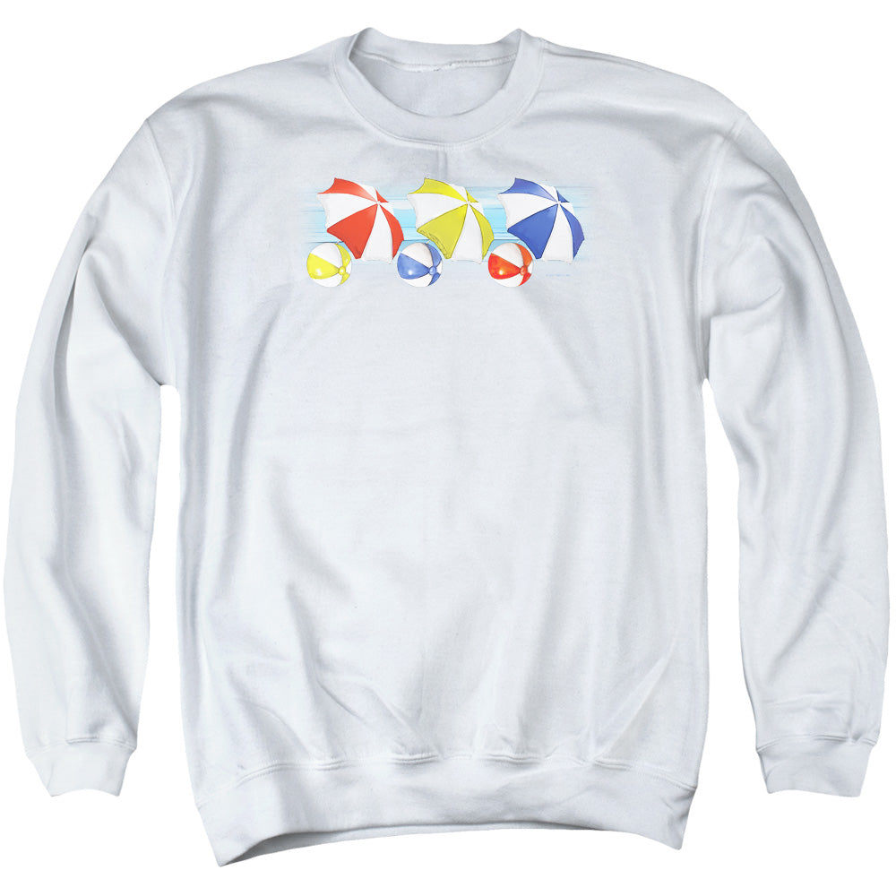 Umbrellas And Beachballs - Adult Crewneck Sweatshirt - White