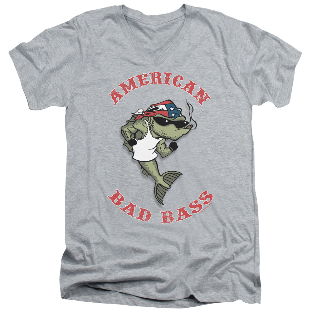 American Bad Ass - Short Sleeve Adult V-neck - Athletic Heather T-shirt