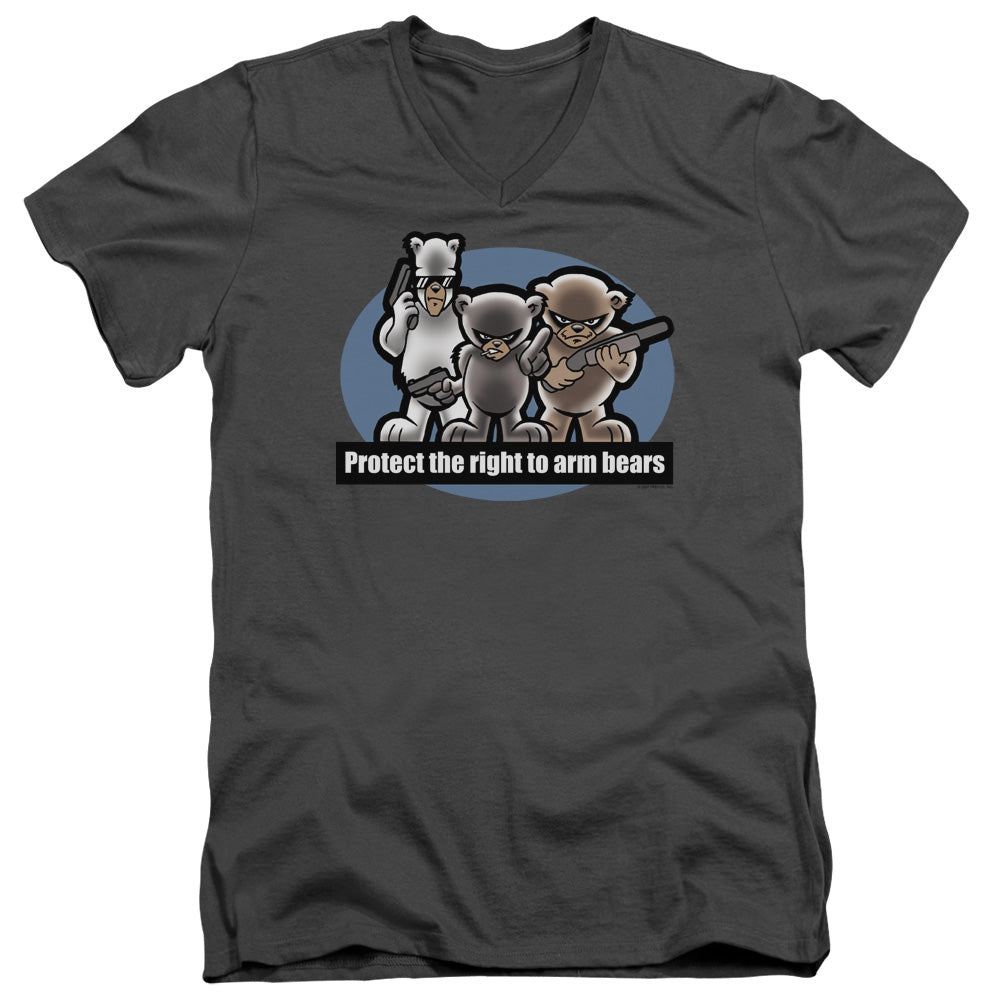 Right To Arm Bears - Short Sleeve Adult V-neck - Charcoal T-shirt