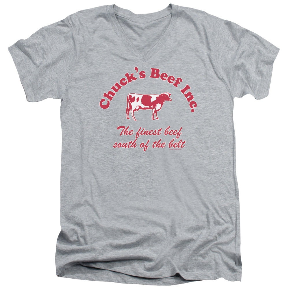 Chucks Beef - Short Sleeve Adult V-neck 30 - 1 - Athletic Heather T-shirt