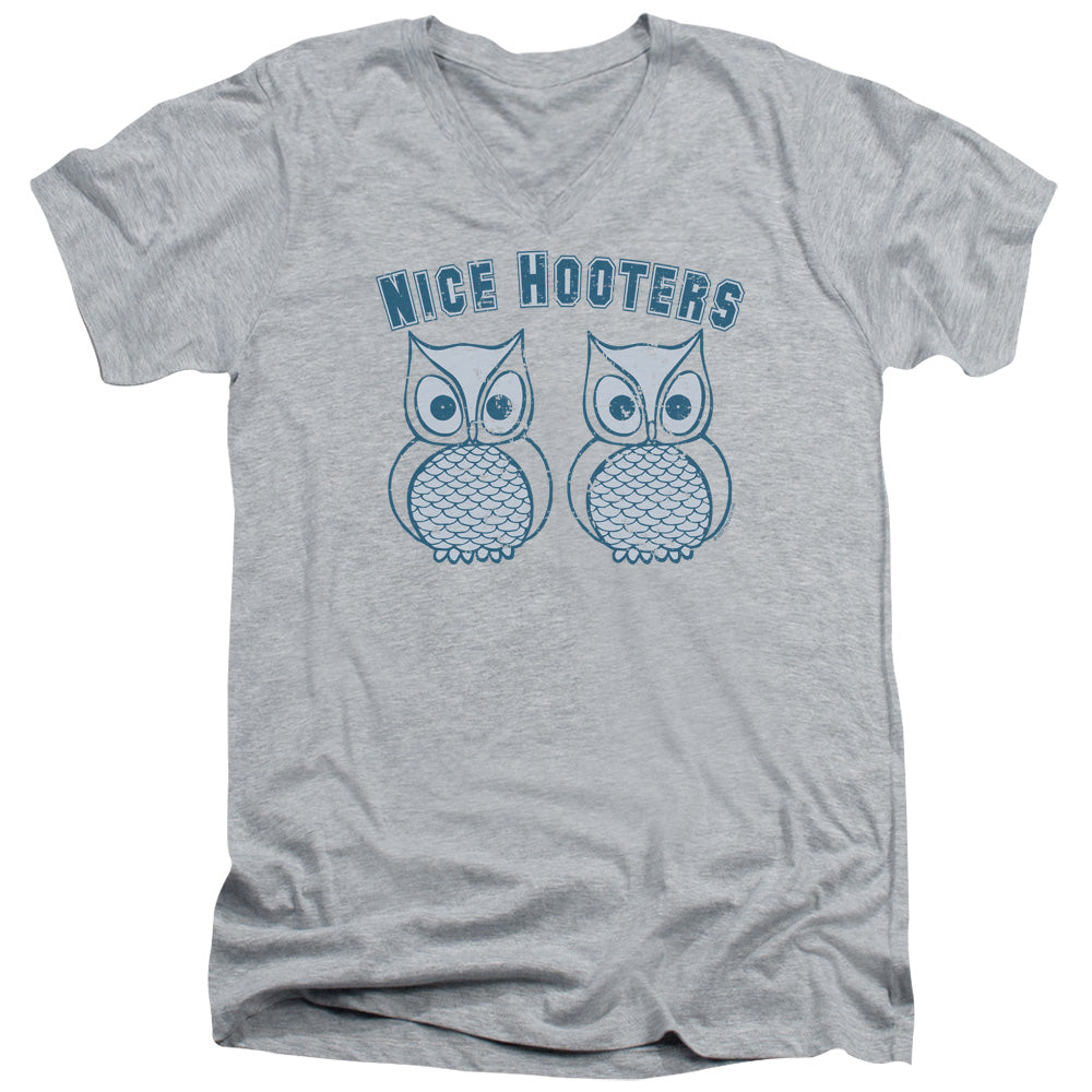 Nice Hooters - Short Sleeve Adult V-neck - Athletic Heather T-shirt