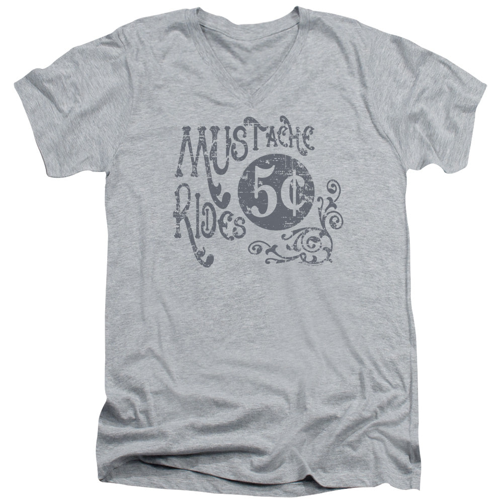 Mustache Rides - Short Sleeve Adult V-neck - Athletic Heather T-shirt