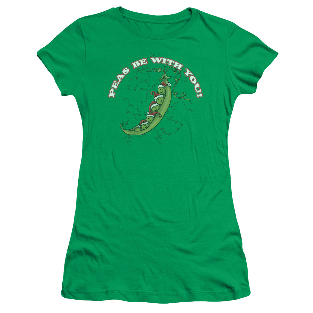 Peas Be With You - Short Sleeve Junior Sheer - Kelly Green T-shirt