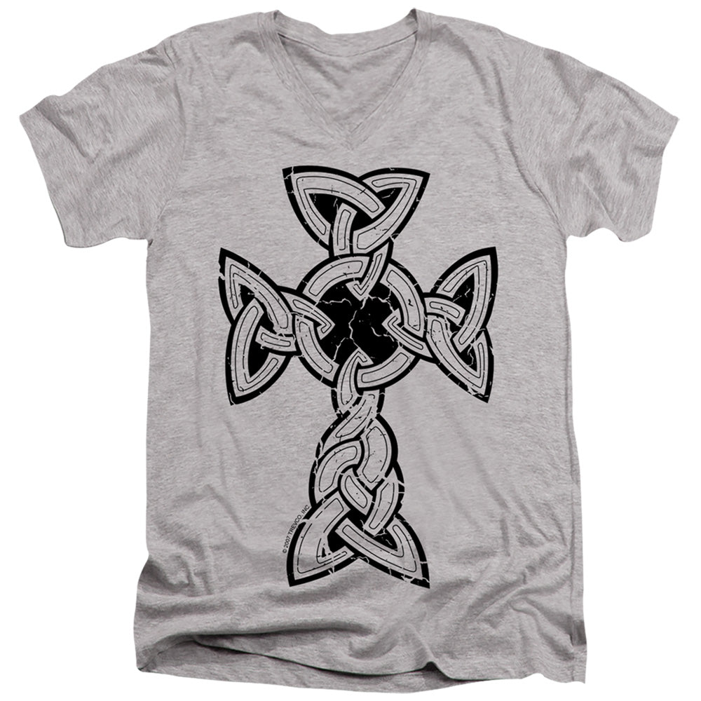 Knotted Celtic Cross - Short Sleeve Adult V-neck 30 - 1 - Athletic Heather T-shirt