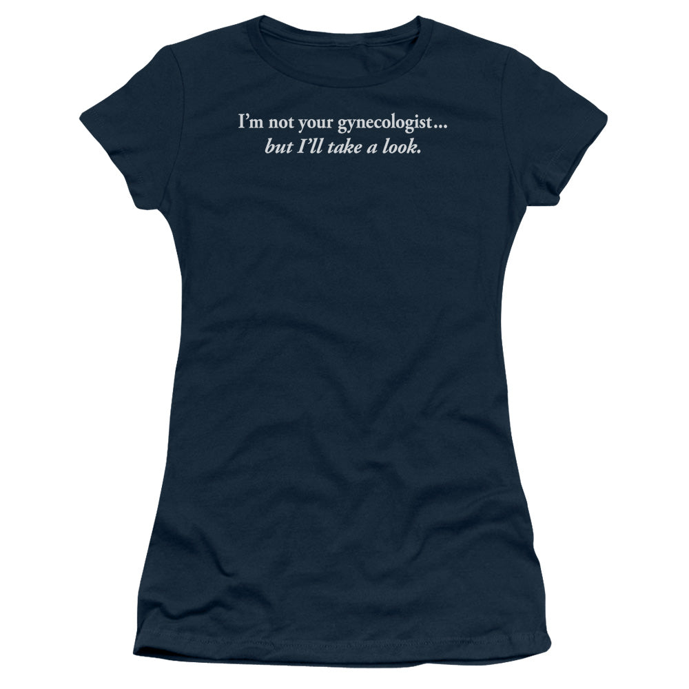 Gynecologist - Short Sleeve Junior Sheer - Navy T-shirt