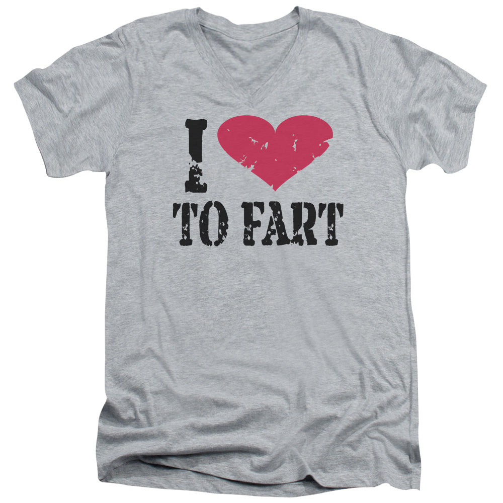 I Love To Fart - Short Sleeve Adult V-neck - Athletic Heather T-shirt