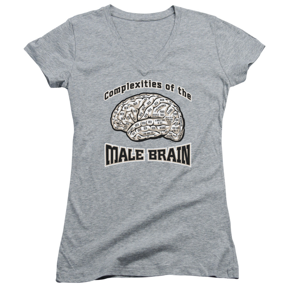 Male Brain - Junior V-neck - Athletic Heather