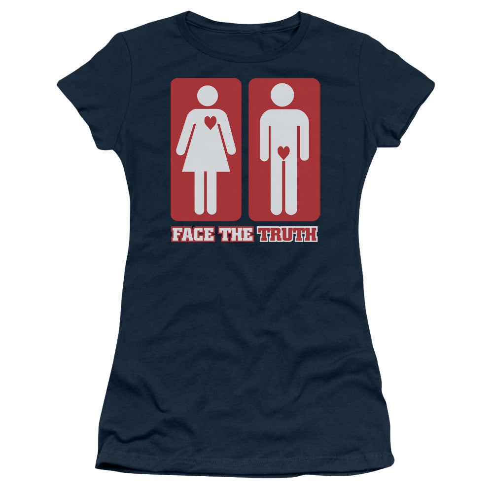 Face The Truth - Short Sleeve Junior Sheer - Navy T-shirt