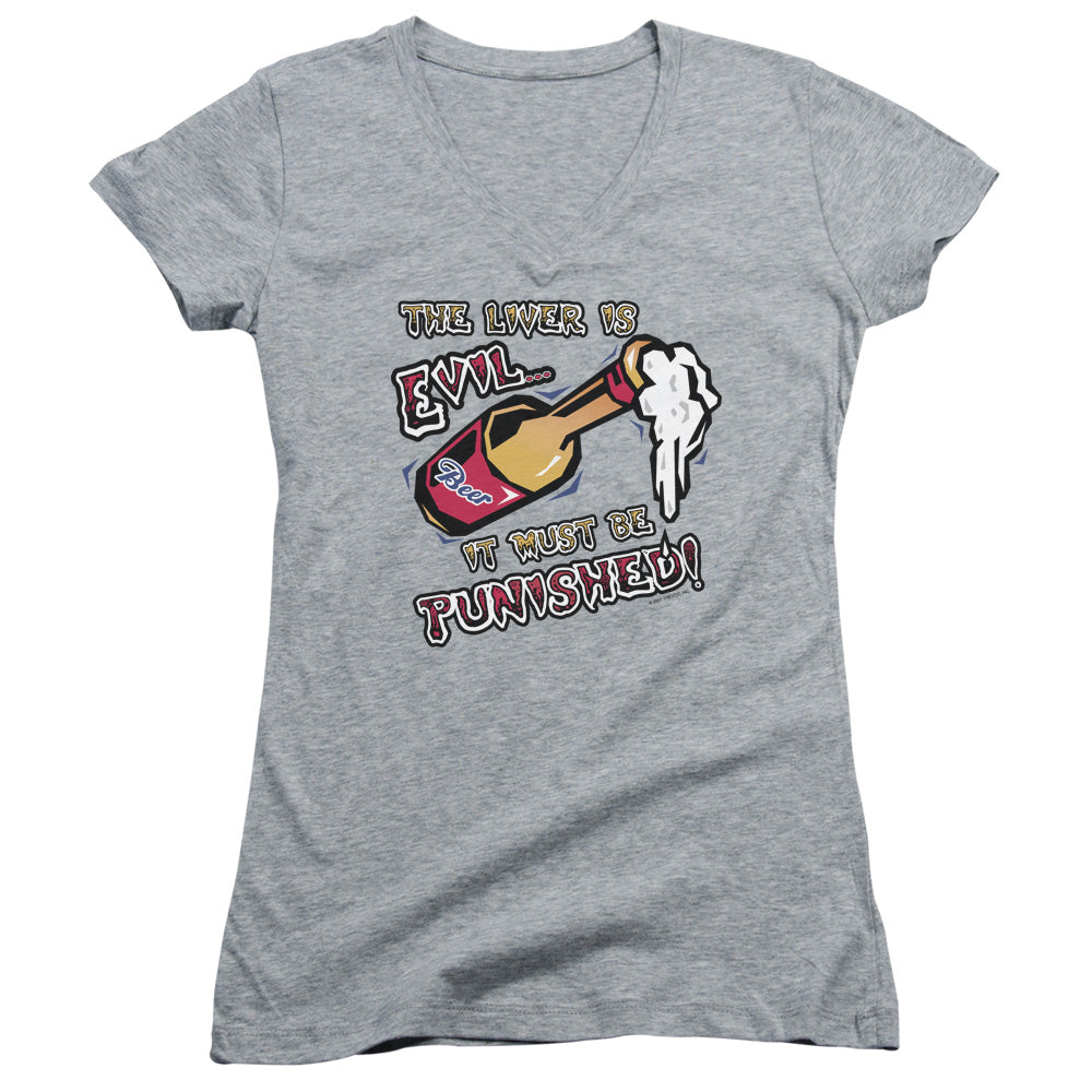 The Liver Is Evil - Junior V-neck - Athletic Heather