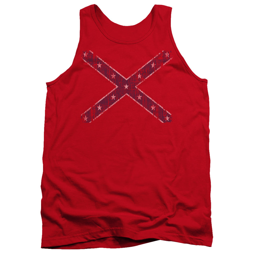 Distressed Rebel Flag - Adult Tank - Red