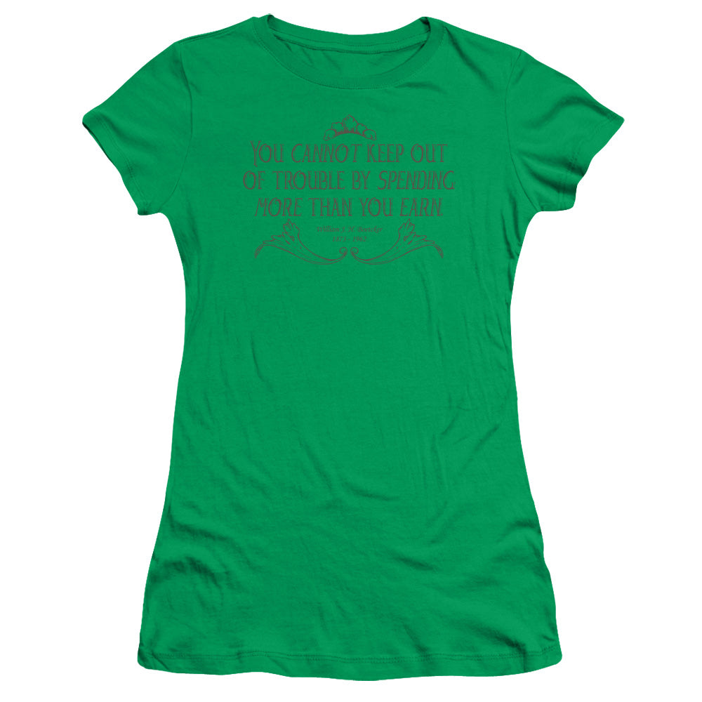 Cannot Keep Out Trouble - Short Sleeve Junior Sheer - Kelly Green T-shirt