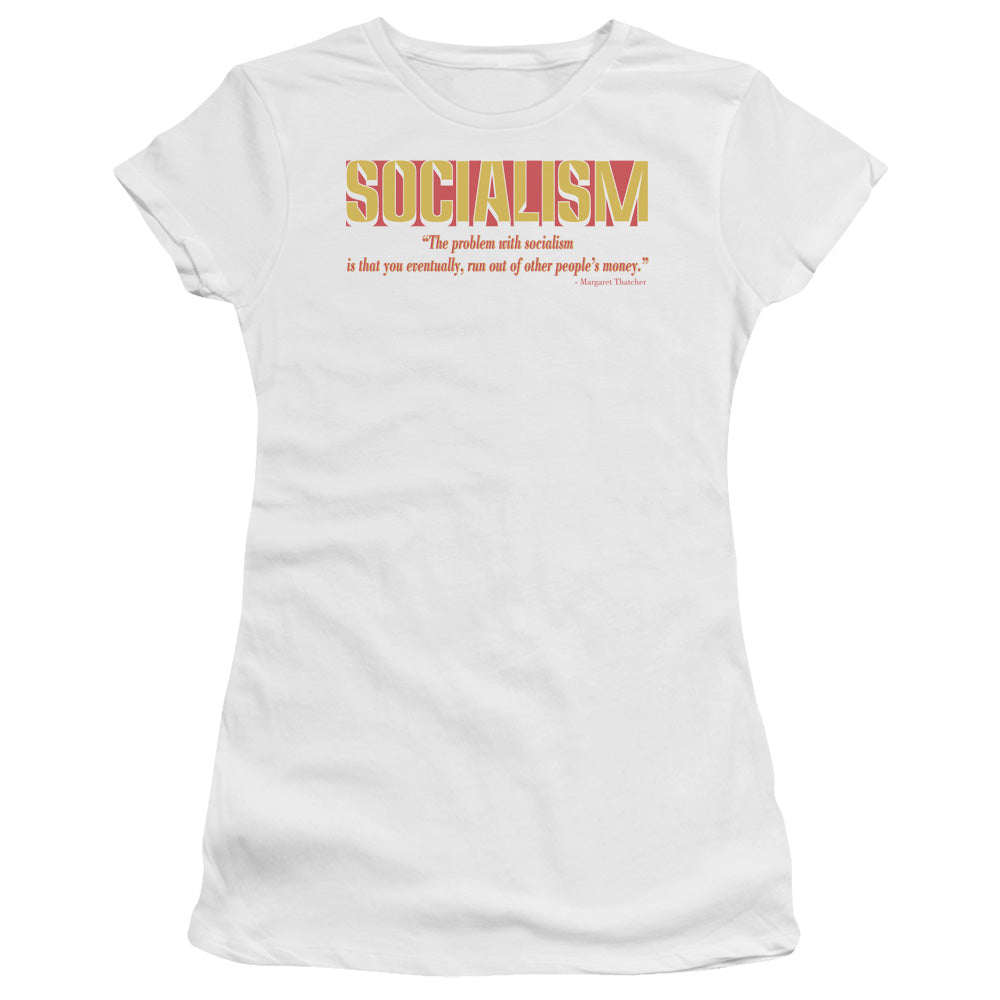 Problem With Socialism - Short Sleeve Junior Sheer - White T-shirt
