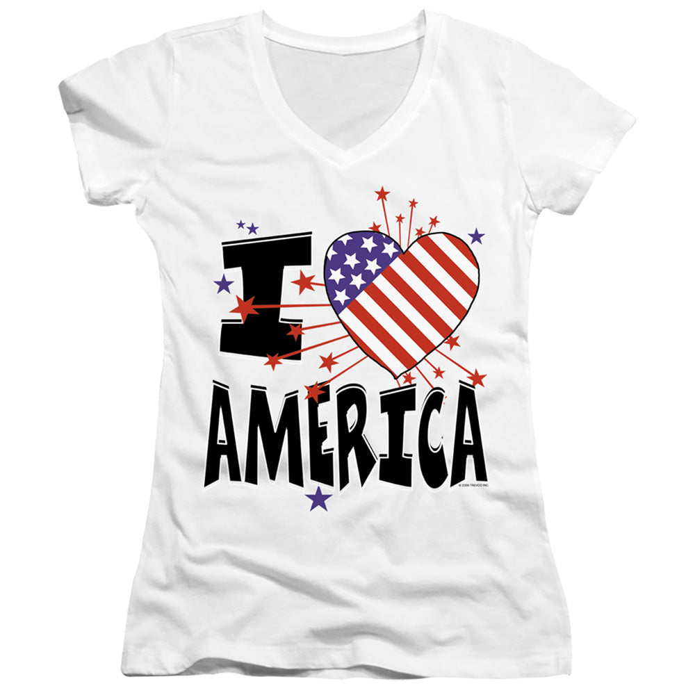 I Heart America - Junior V-neck - White
