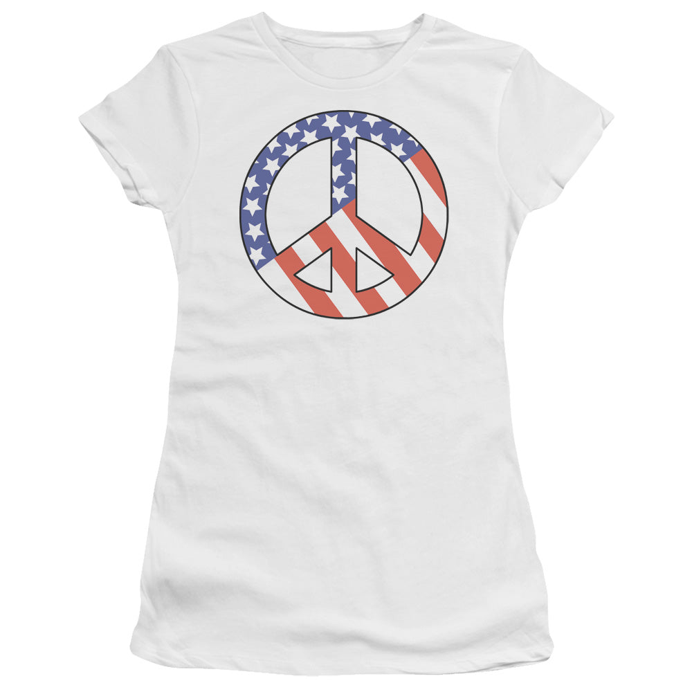 Patriot Peace - Short Sleeve Junior Sheer - White T-shirt