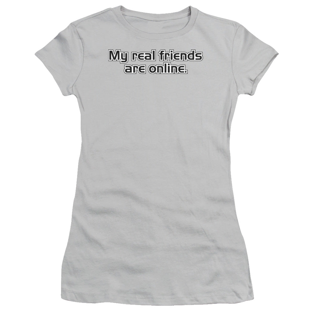Online Friends - Short Sleeve Junior Sheer - Silver T-shirt