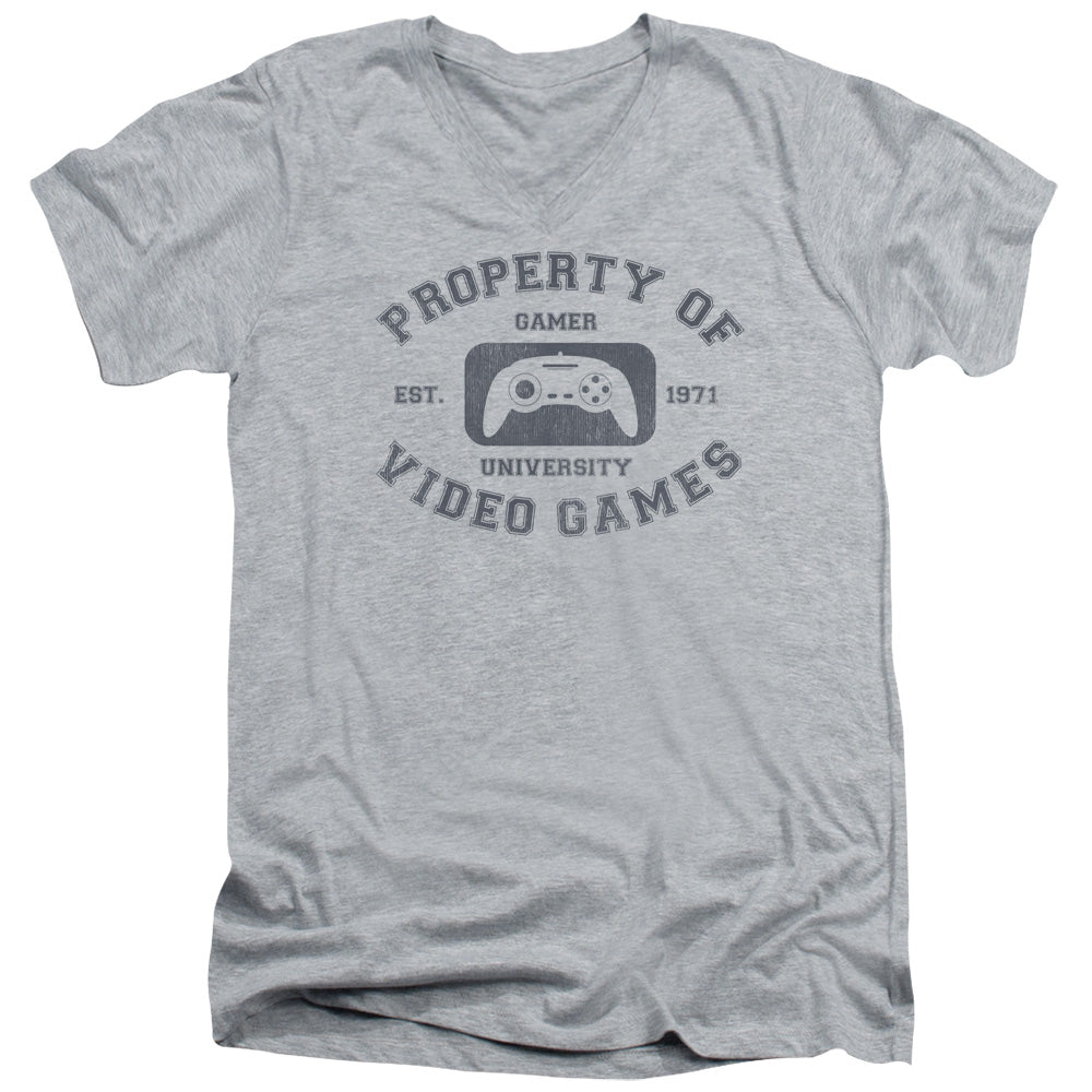 Gamer University - Short Sleeve Adult V-neck - Athletic Heather T-shirt