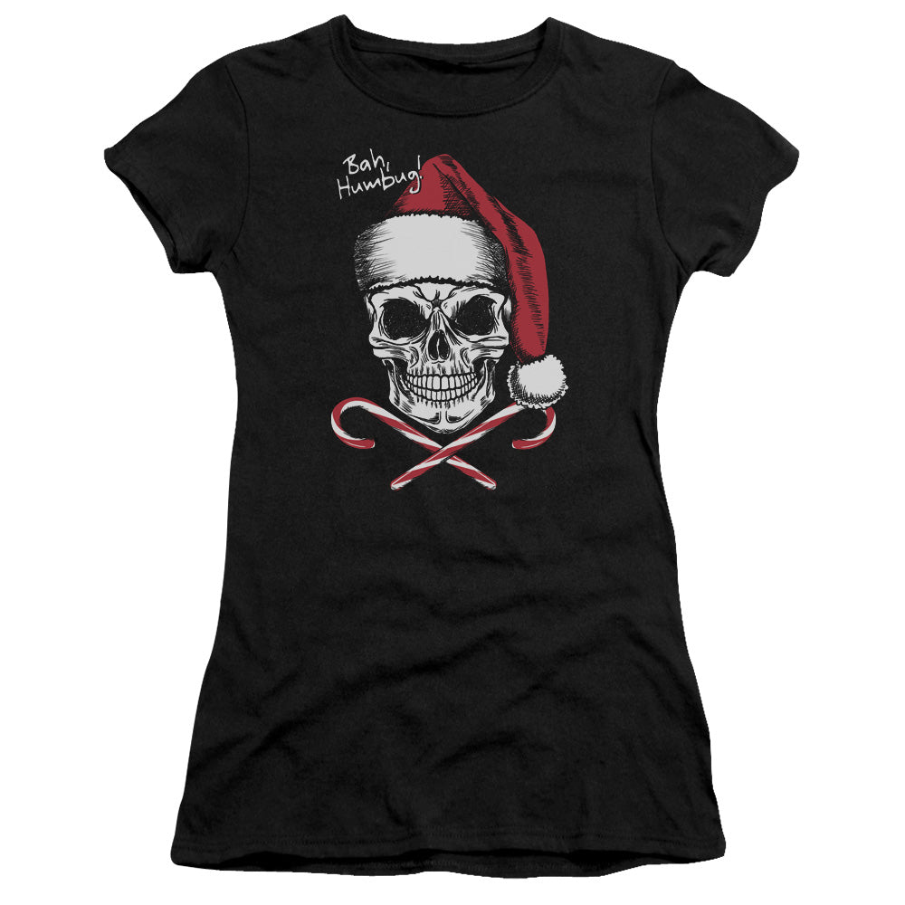 Skull Bah Humbug - Short Sleeve Junior Sheer - Black T-shirt