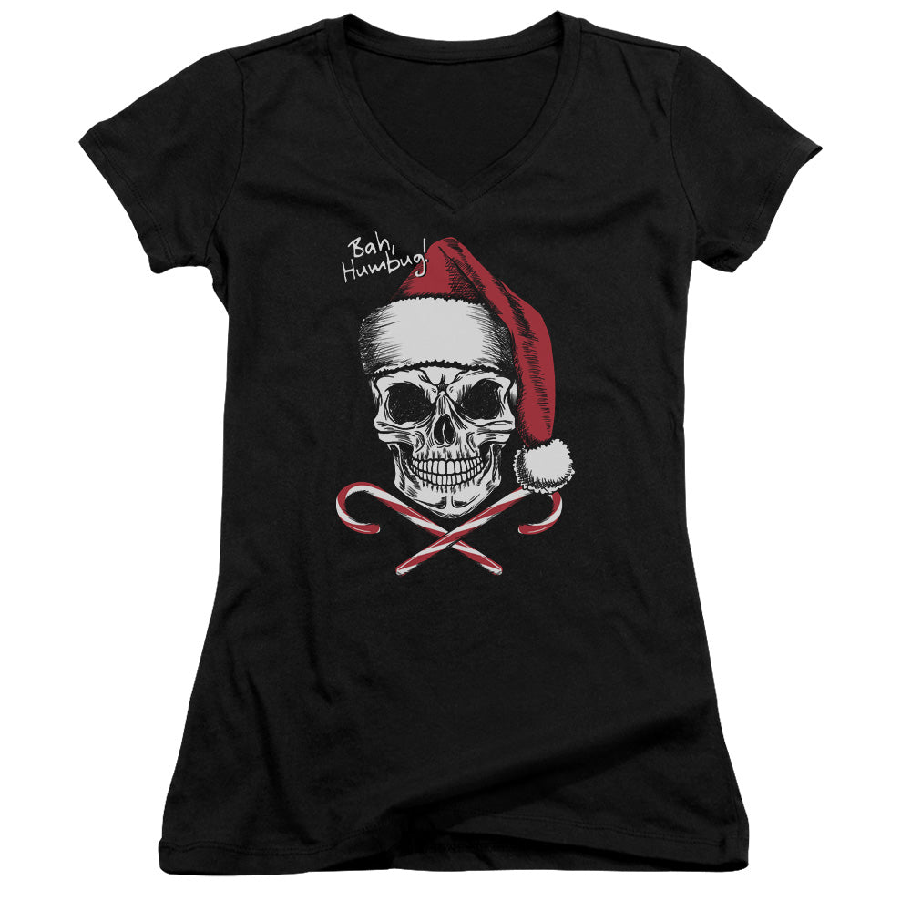 Skull Bah Humbug - Junior V-neck - Black
