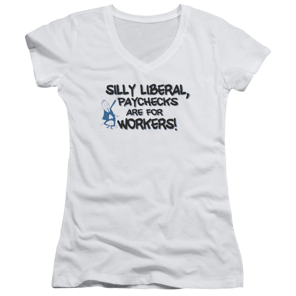 Silly Liberal - Junior V-neck - White