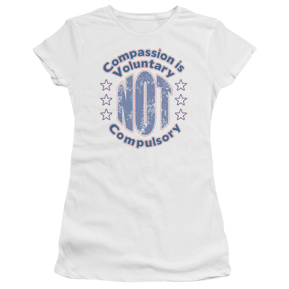 Compassion - Short Sleeve Junior Sheer - White T-shirt