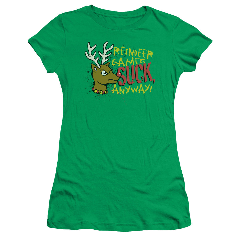 Reindeer Games - Short Sleeve Junior Sheer - Kelly Green T-shirt