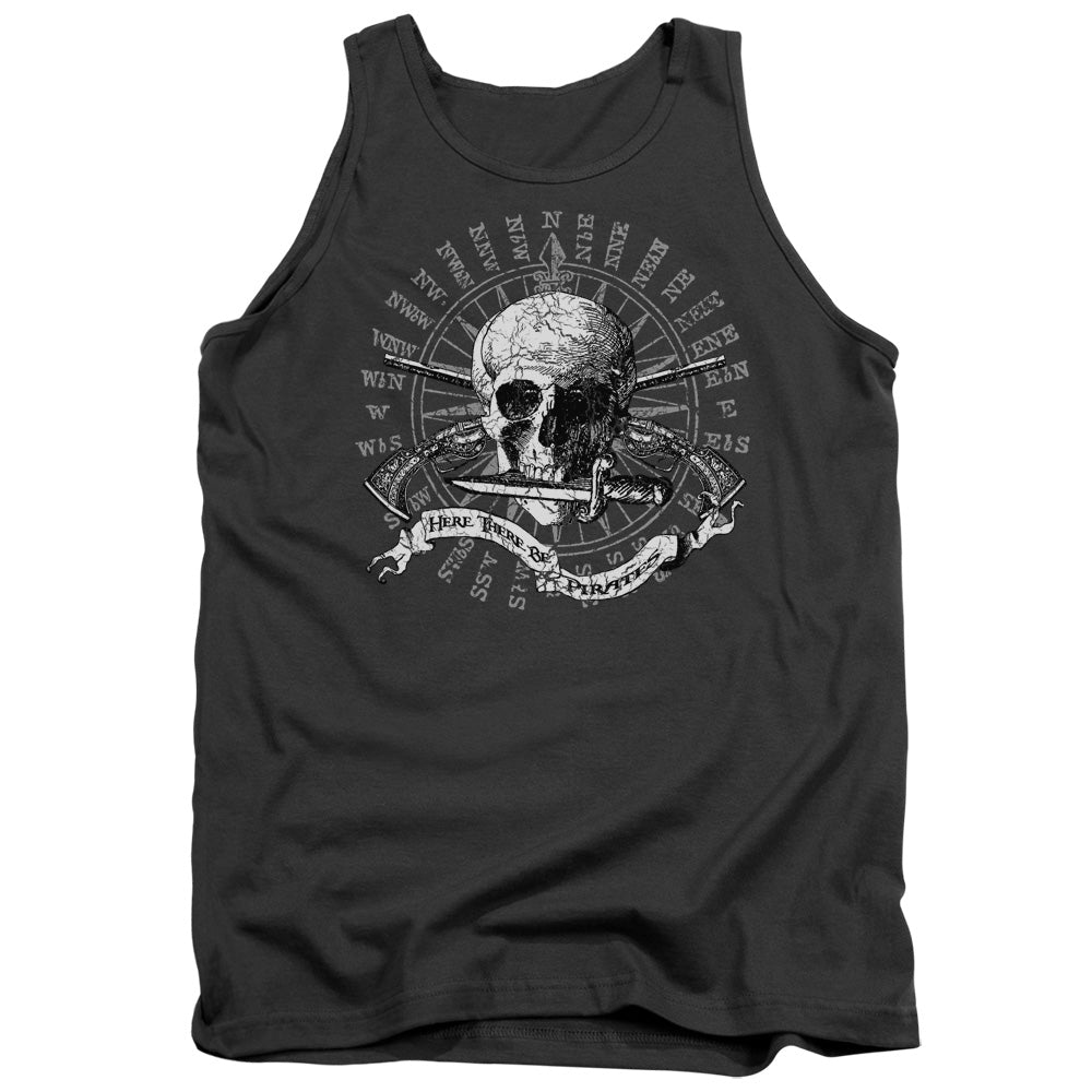Here There Be Pirates - Adult Tank - Charcoal