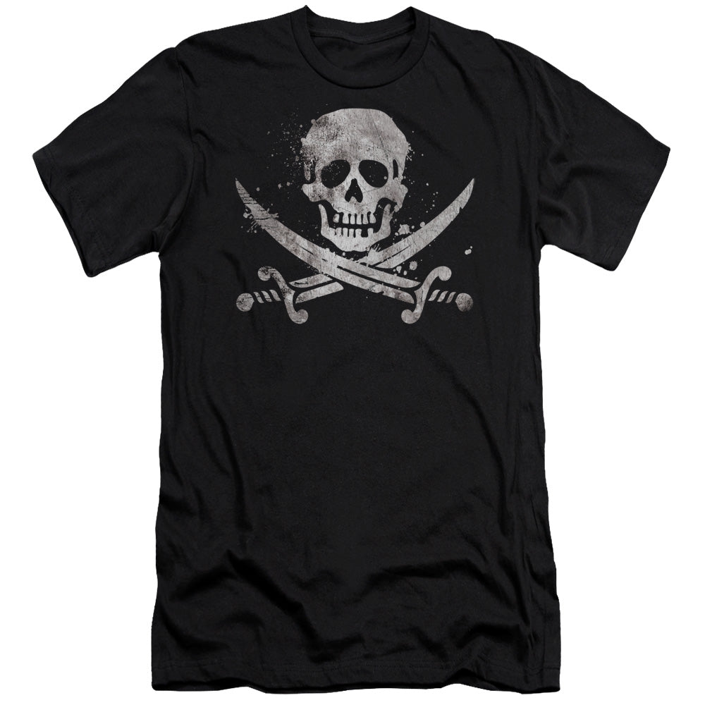Distressed Jolly Roger - Short Sleeve Adult 30 - 1 - Black T-shirt