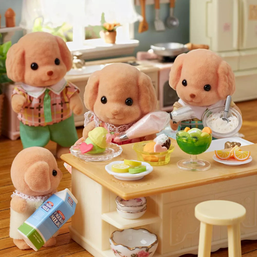 Calico Critters Toy Poodle Family, Set of 4 Collectible Doll Figures