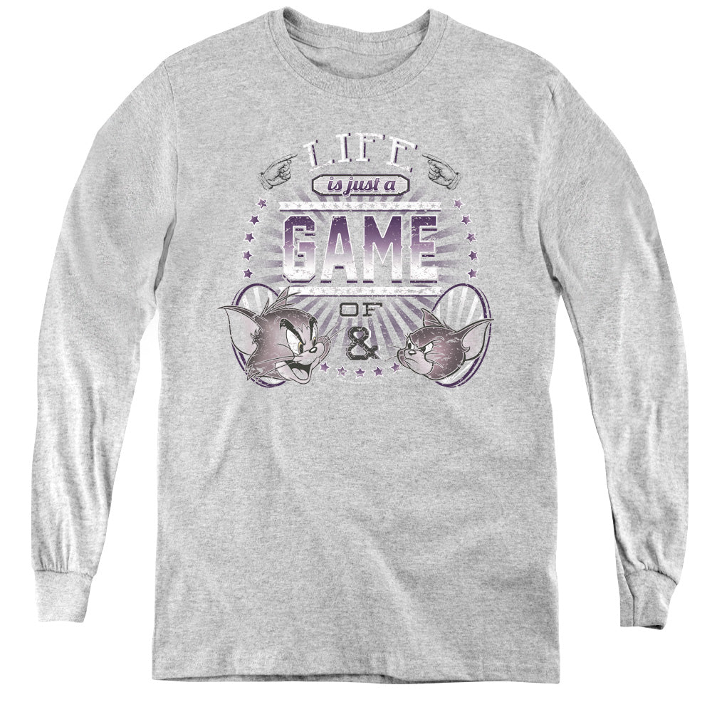 Tom And Jerry - Life Is A Game - Youth Long Sleeve Tee - Athletic Heather