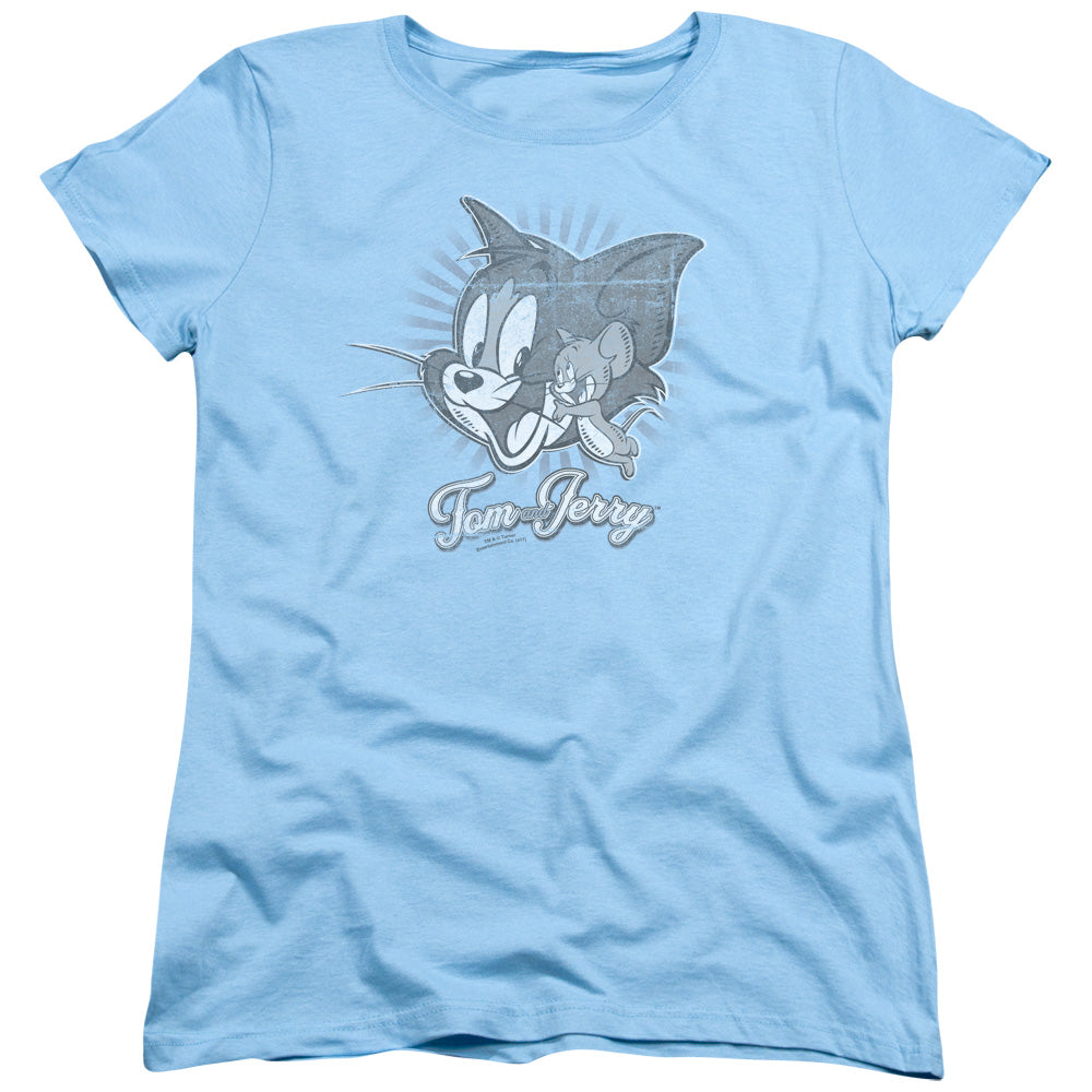 Tom And Jerry - Classic Pals - Short Sleeve Womens Tee - Light Blue T-shirt