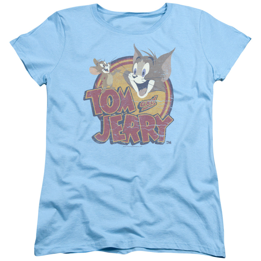 Tom And Jerry - Water Damaged - Short Sleeve Womens Tee - Light Blue T-shirt