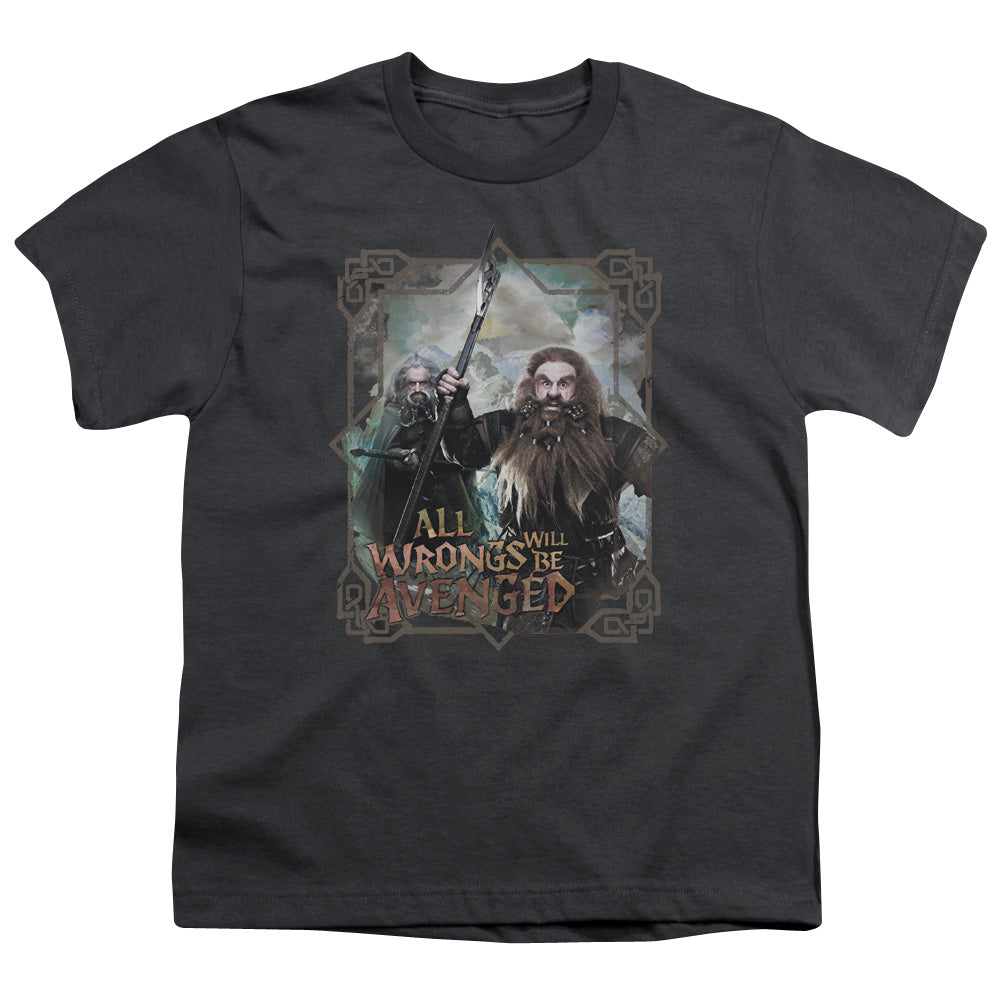 The Hobbit - Wrongs Avenged - Short Sleeve Youth 18/1 - Charcoal T-shirt