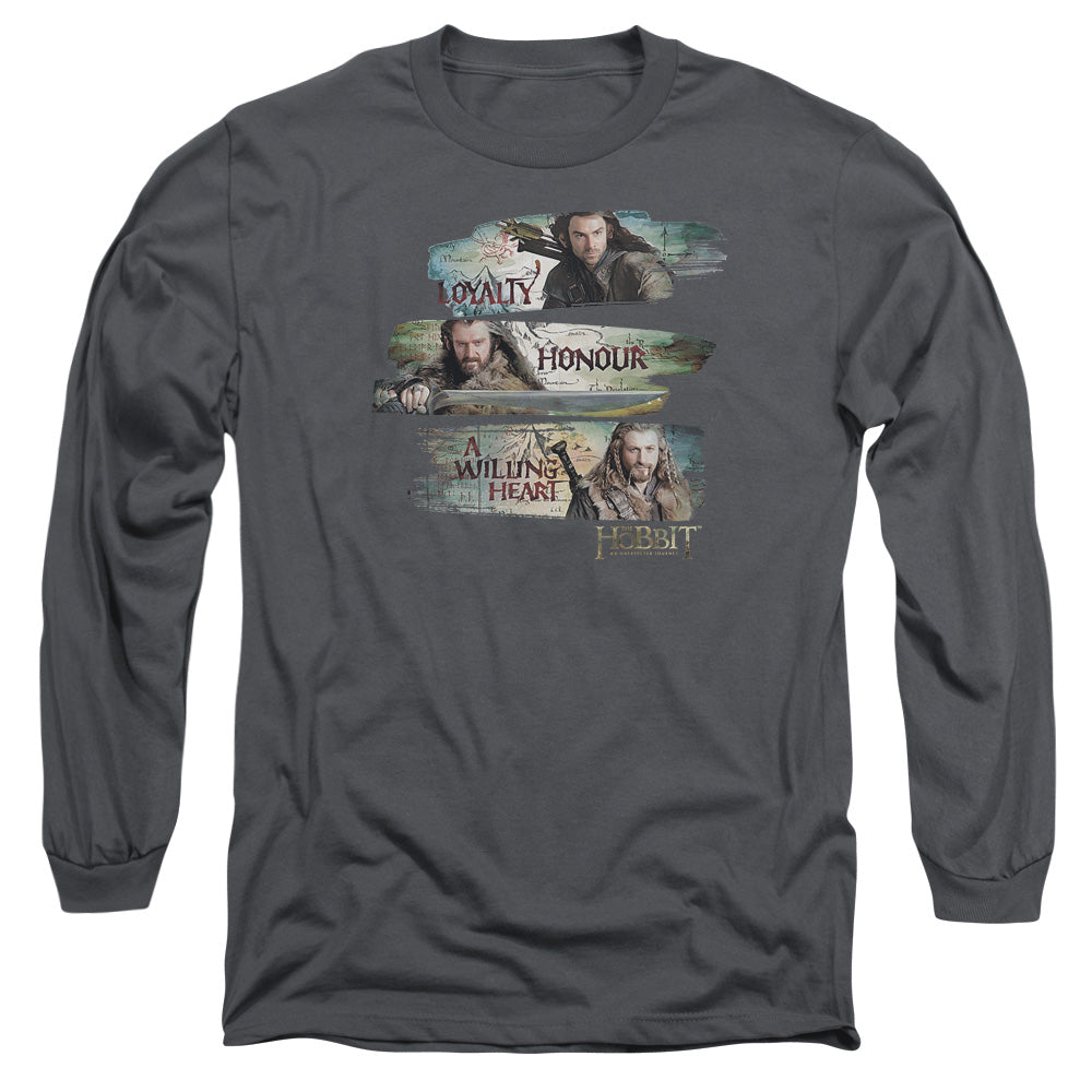 The Hobbit - Loyalty And Honour - Long Sleeve Adult 18/1 - Charcoal T-shirt