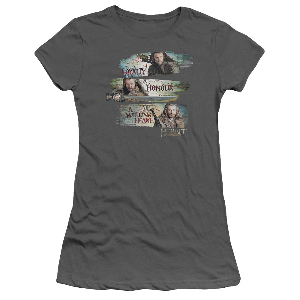The Hobbit - Loyalty And Honour - Short Sleeve Junior Sheer - Charcoal T-shirt