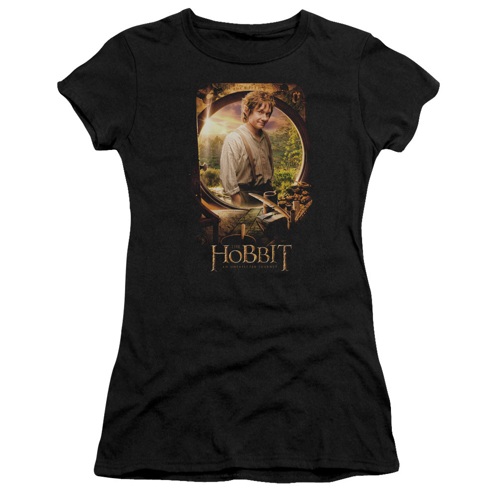 The Hobbit - Bilbo Poster - Short Sleeve Junior Sheer - Black T-shirt