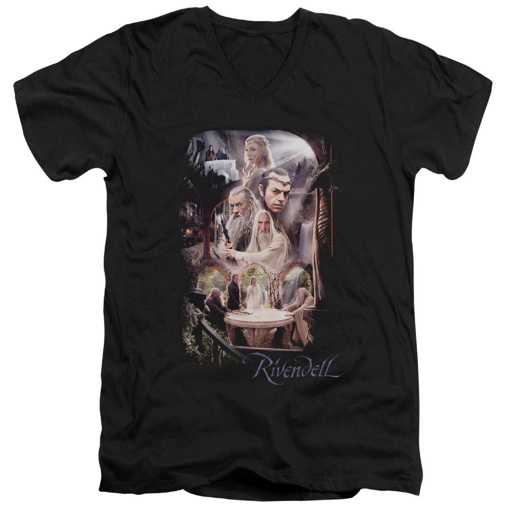 The Hobbit - Rivendell - Short Sleeve Adult V-neck - Black T-shirt