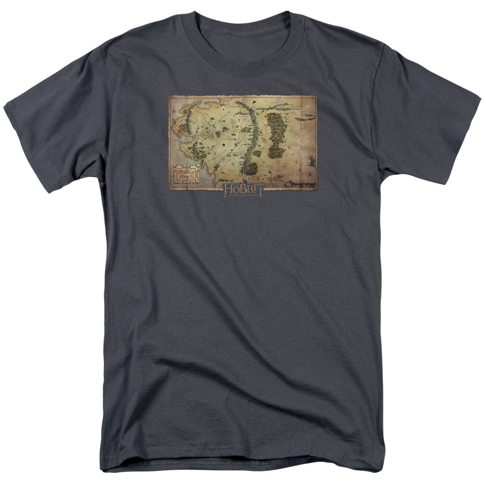 The Hobbit - Middle Earth Map - Short Sleeve Adult 18/1 - Charcoal T-shirt
